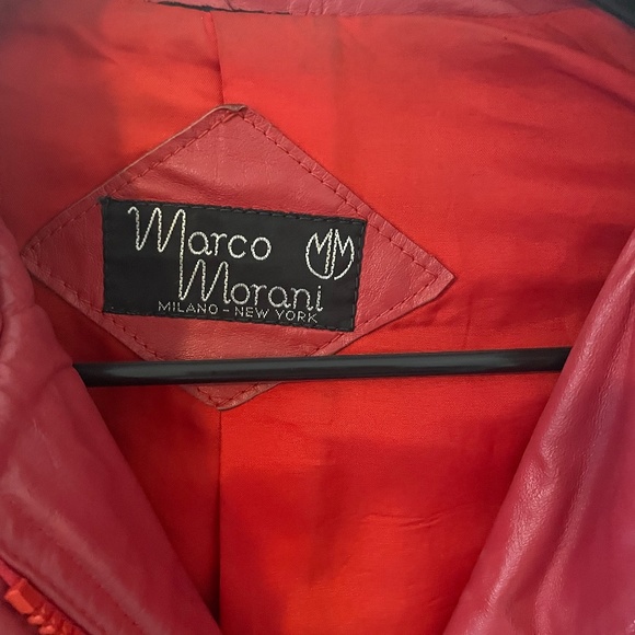 Vintage Red Marco Morani Leather Moto Jacket - Picture 3 of 8